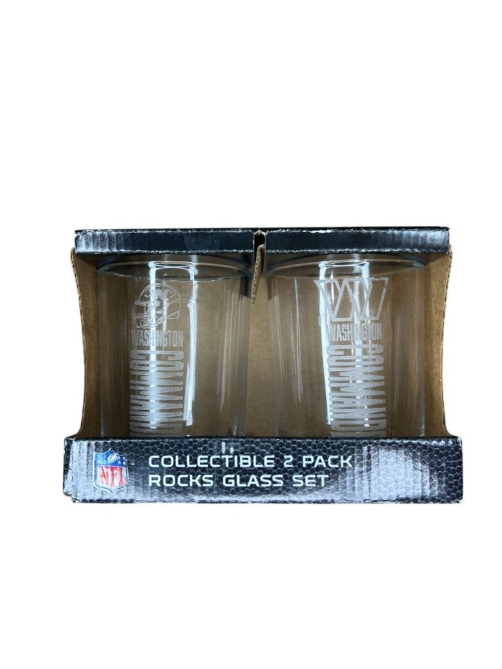 NEW IN BOX NFL Washington Commanders Collectible 2-Pack Rocks Glass Set